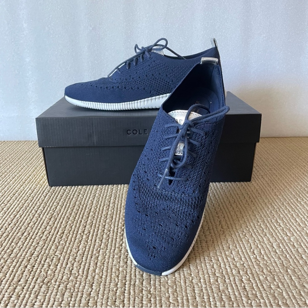 Cole Haan Women’s 2 Zerogrand Stitchlite W10586 Marine Blue Knit/Argento 7.5